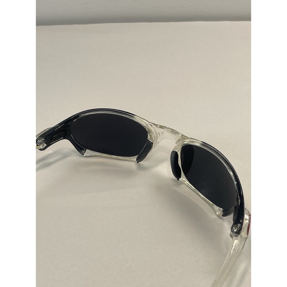 Oakley Sport Sunglasses Black Clear Frame Red Icons w/ Case - Picture 6 of 10